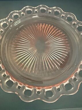 Anchor Hocking Pink Depression Glass Lace Edge Plate